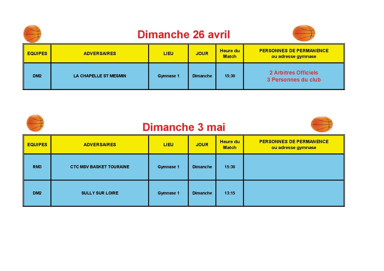 News 30 : planning des matchs de fin avril et début mai 2026