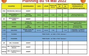 News 32 : planning des matchs des 14 et 15/05/2022
