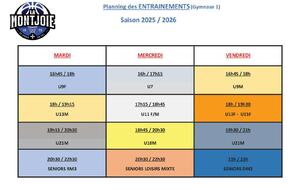 News 04 : Planning des entraînements sasion 2025-2026