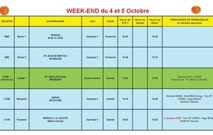 News 08 : planning des matchs des 4 et 5/10/2025