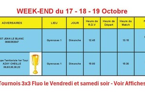 News 10 : planning des matchs des 17 +18+ 19/10/2025