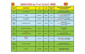 News 29 :planning des matchs des 11 et 12/04/2026