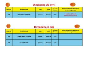 News 30 : planning des matchs de fin avril et début mai 2026