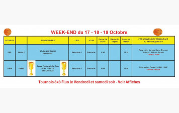 News 10 : planning des matchs des 17 +18+ 19/10/2025