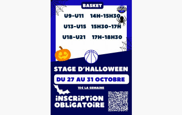 News 12 : Stage d'HALLOWEEN du 27 au 31/10/2025 - U9 à U21