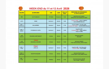 News 29 :planning des matchs des 11 et 12/04/2026