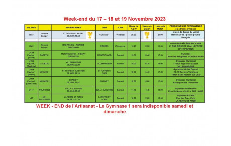 News 11 : matchs des 17+18+19/11/2023