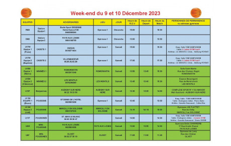 News 15 : matchs des 09 et 10/12/2023