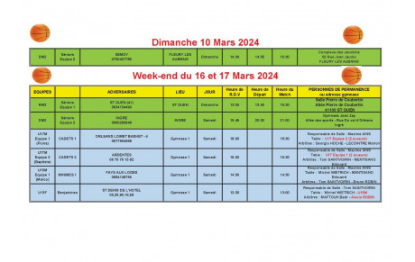 News 24 : matchs des 10 + 16 et 17/03/2024