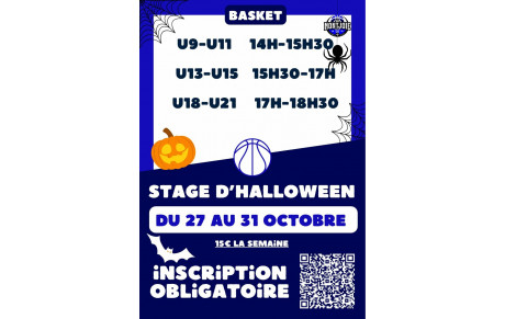 News 12 : Stage d'HALLOWEEN du 27 au 31/10/2025 - U9 à U21