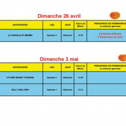 News 30 : planning des matchs de fin avril et début mai 2026